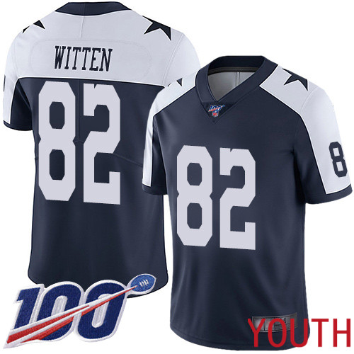 Youth Dallas Cowboys Limited Navy Blue Jason Witten Alternate 82 100th Season Vapor Untouchable Throwback NFL Jersey